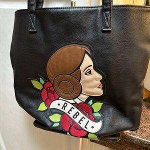 Rebel Black Leather Tote Bag